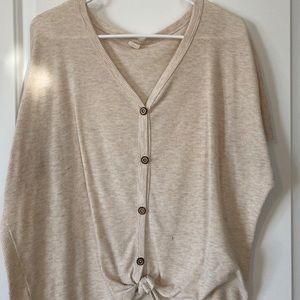 Tan Button Down with Knot